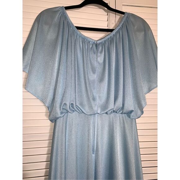 Vintage 70’s Powder Blue Chiffon Dress Small USA - Picture 10 of 14